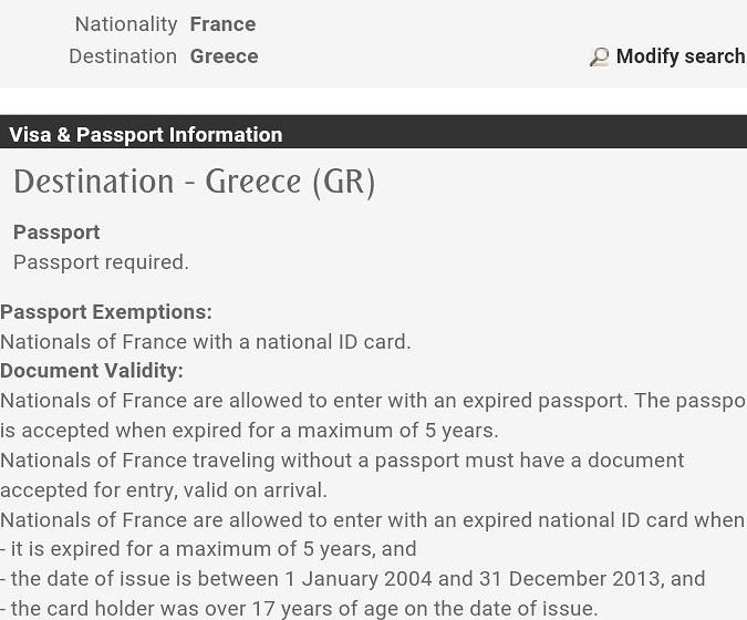 Crète Et Grèce Avec Carte Didentité Périmée Visa